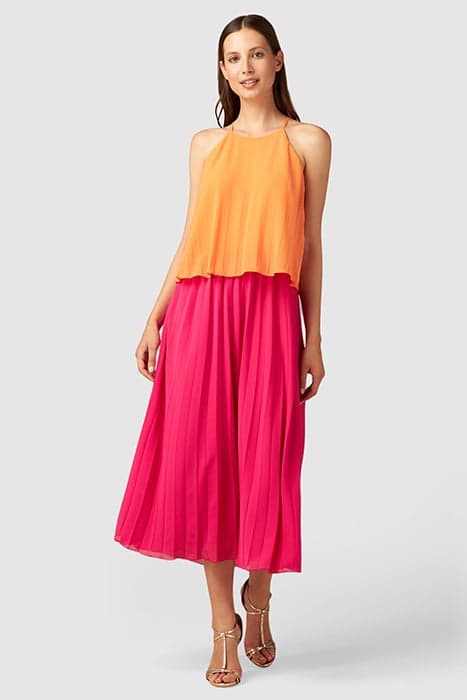 PLEATED TWO-COLOUR DRESS ORANGE by Oltre