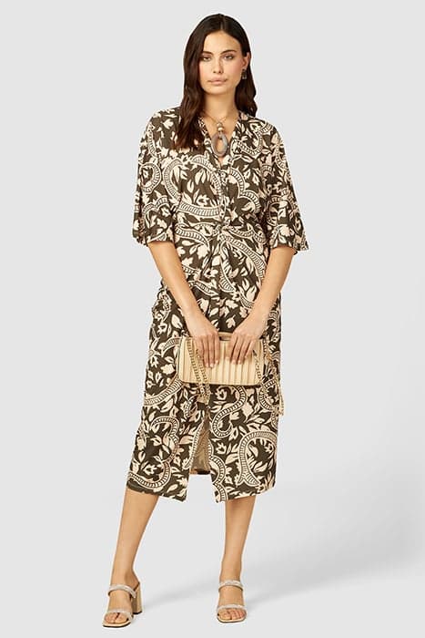 PATTERNED MIDI DRESS BROWN by Oltre