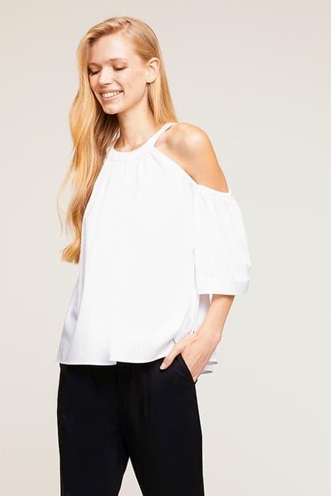 OFF-THE-SHOULDER POPLIN BLOUSE WHITE by Motivi