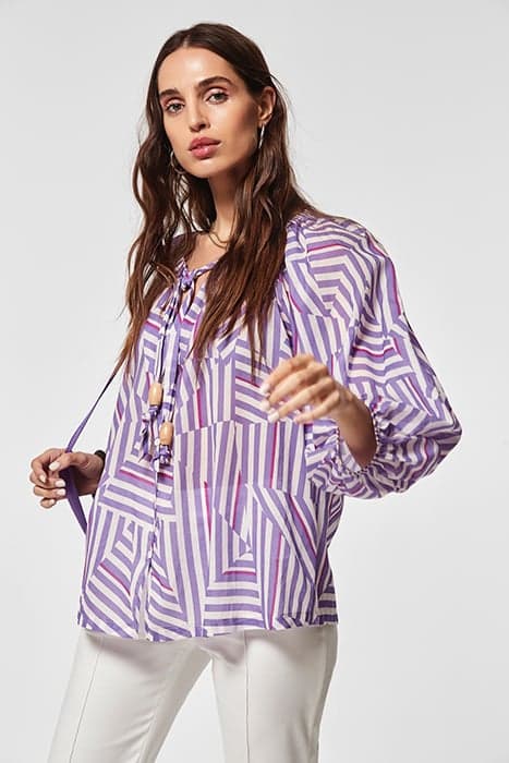 GEOMETRIC DRAW VOILE ILCA SHIRT WHITE/PURPLE by OKY