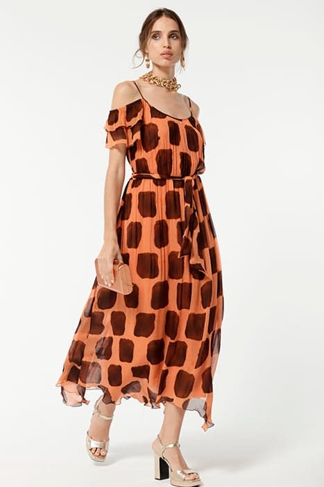 BAMBULA CHIFFON LAMIAL DRESS BROWN/ORANGE by OKY