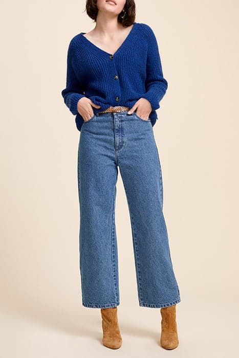 LE JOAN - BLUE CROPPED STRAIGHT JEANS WITH FRINGED HEMS by ONE STEP