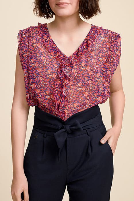 CEYTON - GARNET TOP WITH ROMANTIC MOSAIC PRINT by ONE STEP