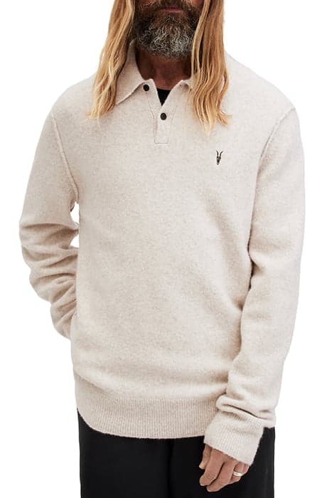 STATTEN LS POLO OATMEAL WHITE by AllSaints