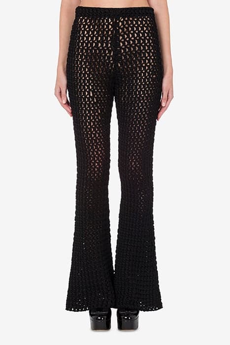 CROCHET EFFECT COTTON RIBBON TROUSERS BLACK by Moschino