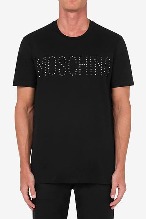 EMBROIDERED MIRRORS ORGANIC JERSEY T-SHIRT BLACK by Moschino