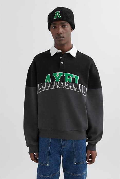 UNIFY RUBGY POLO SWEATSHIRT BLACK by Axel Arigato