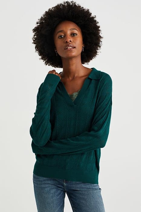 KNITTED PULLOVER MOSS GREEN by WE Fashion