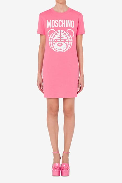 MOSCHINO TEDDY BEAR ORGANIC JERSEY DRESS PINK by Moschino