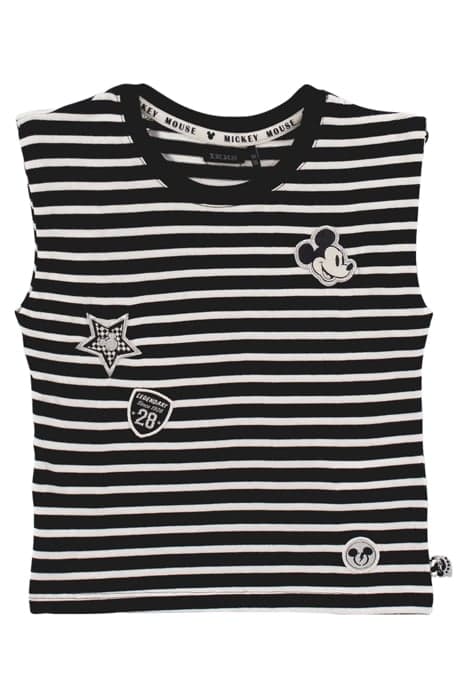 GIRLS’ BLACK IKKS–MICKEY T-SHIRT WITH WHITE STRIPES by IKKS