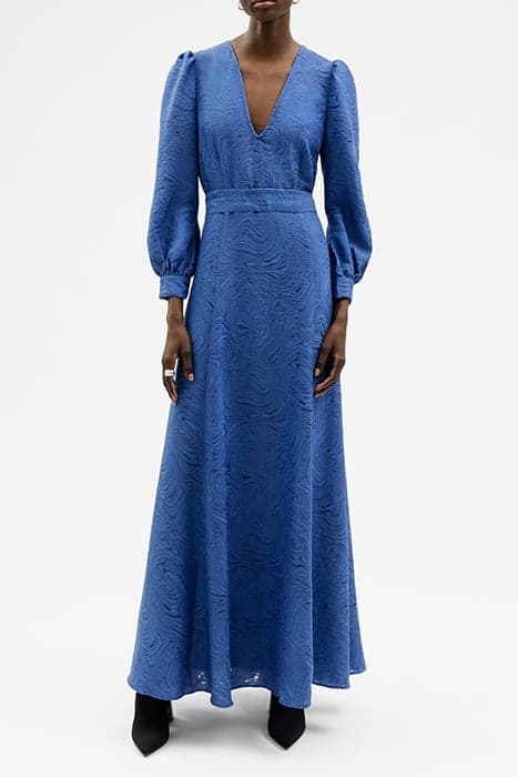 NICOLIN LONG MIDI LENGTH DEEP V-NECK DRESS OCEAN BLUE by Ivy Oak