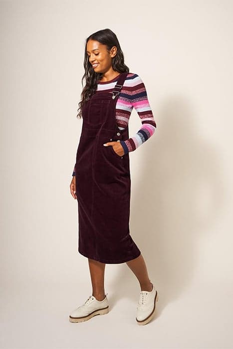 EMMIE ORGANIC CORD MIDI PINNY DARK PLUM by White Stuff