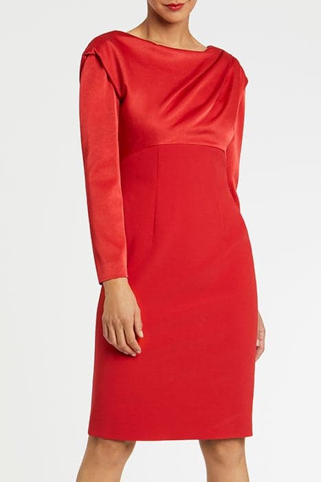 DRESS SATIN-BACK CREPE HIBISCUS by Paule Ka