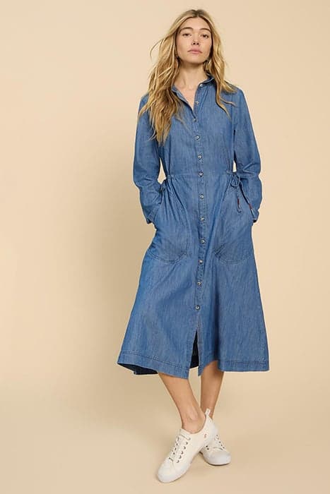 JADE DENIM SHIRT DRESS MID DENIM by White Stuff