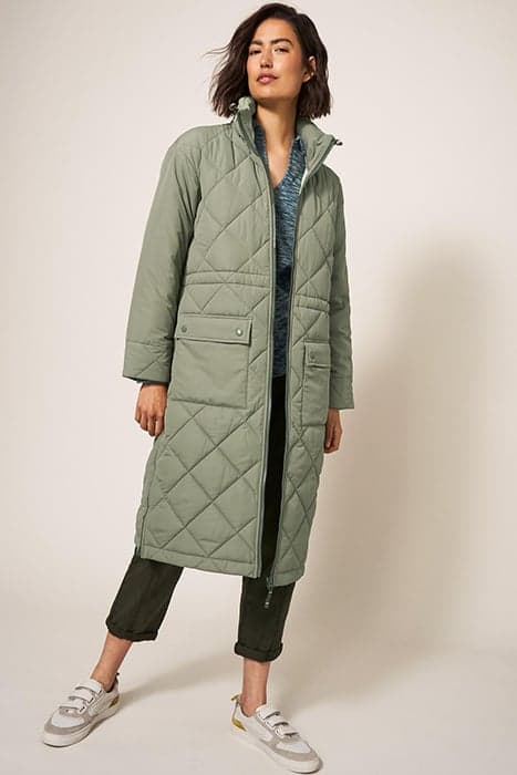 LORENA QUILTED COAT MID GREEN by White Stuff