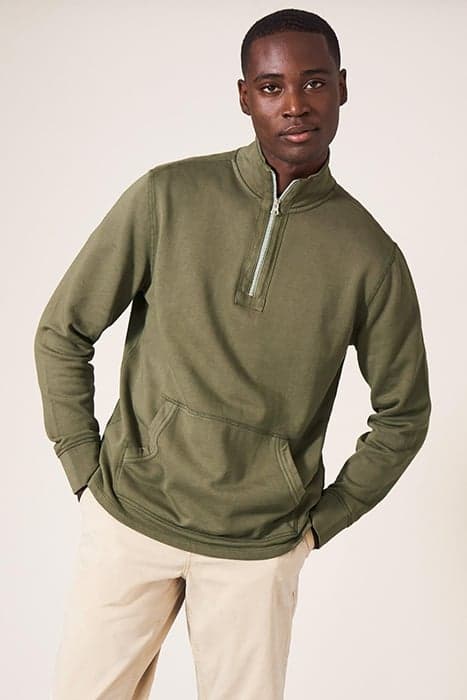 HILTON ZIP NECK KHAKI GREEN by White Stuff