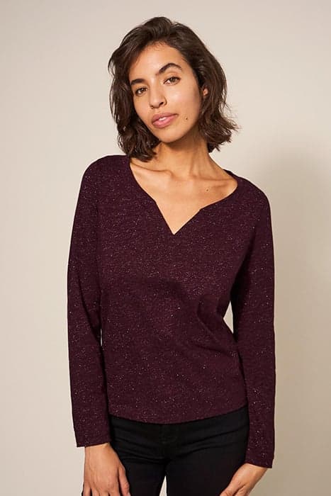 NELLY LS SPARKLE TEE DARK PLUM by White Stuff