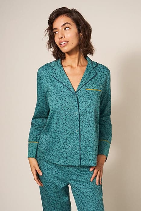 NINA ORGANIC PJ SHIRT TEAL MULTI by White Stuff