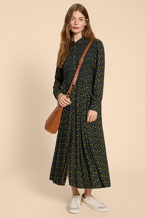 VALERIA MIDI SHIRT DRESS GREEN PRINT by White Stuff