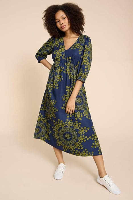 LUCY ECO VERO MIDI DRESS NAVY PRINT by White Stuff