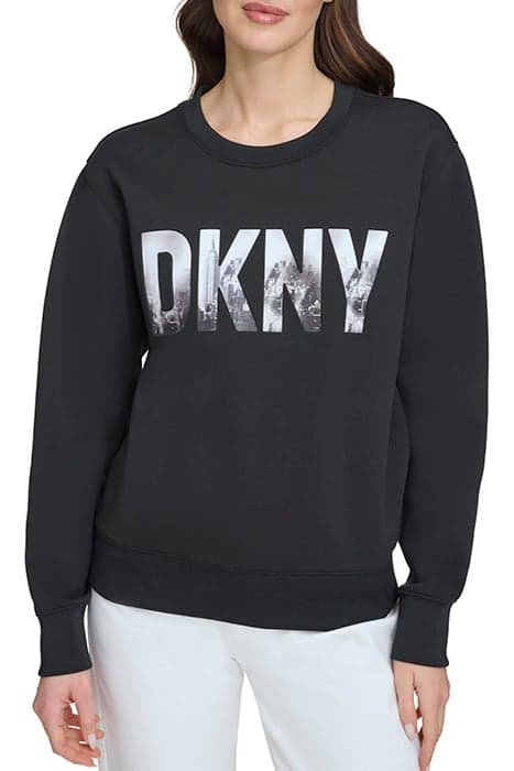 SKYLINE LOGO CREWNEC BLACK by DKNY