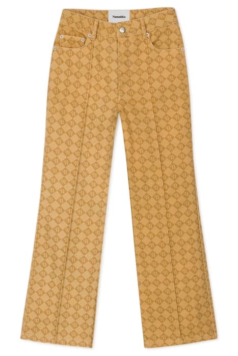 ZOEY TROUSERS LASER FADED MONOGRAM CAMEL by Nanushka