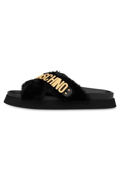 FLAT SANDALS IN SOFT FABRIC BLACK by Moschino