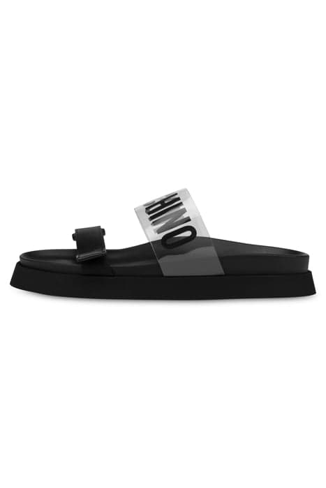 PVC LOGO BAND SANDALS BLACK by Moschino