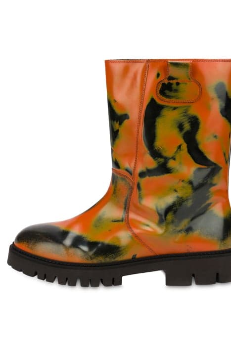 BOOTS IN ABRADED CALFSKIN ORANGE by Moschino