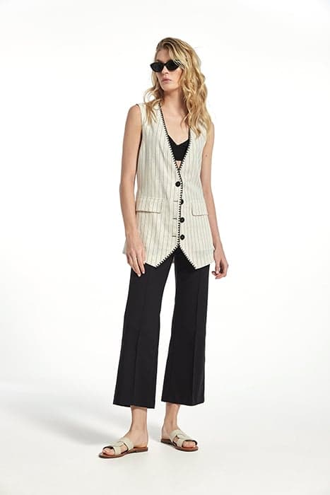 STRIPE LINEN LEVAS VEST ECRU by OKY