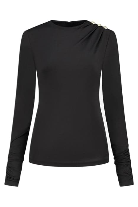 DRAPE SHOULDER TOP BLACK by NIKKIE