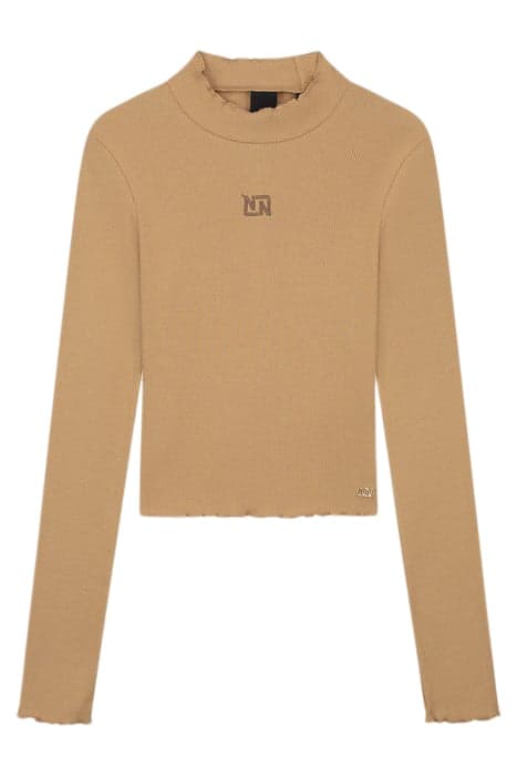 RIB TOP TURTLE LS CROPPED CAMEL by NIK & NIK