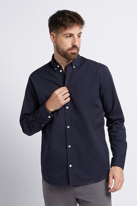 SEERSUCKER SHIRT NAVY by LABFRESH