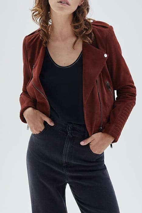 TOMETTE RED SUEDE BIKER-STYLE JACKET by IKKS