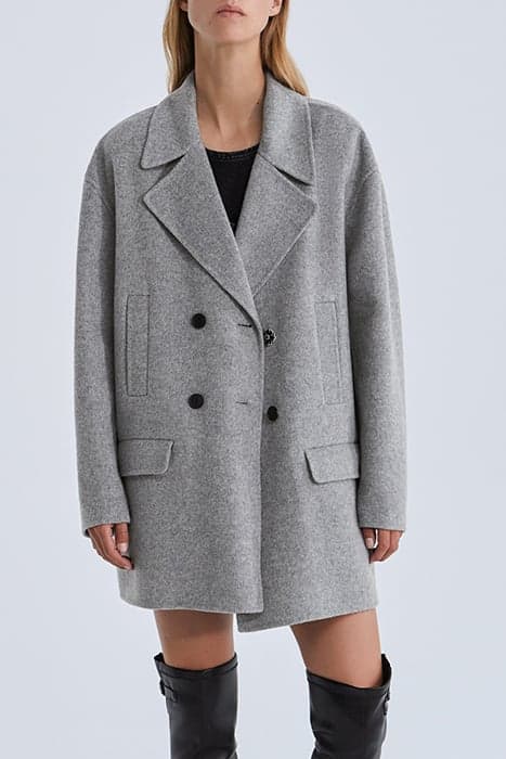 GREY MID-LENGTH COAT WITH DIAMANTE by IKKS