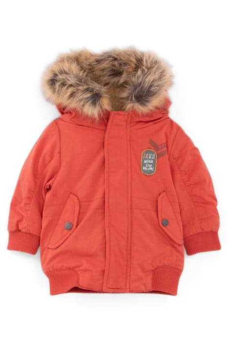 BABY BOYS’ ORANGE FUR-LINED PARKA WITH PRINT ON BACK by IKKS