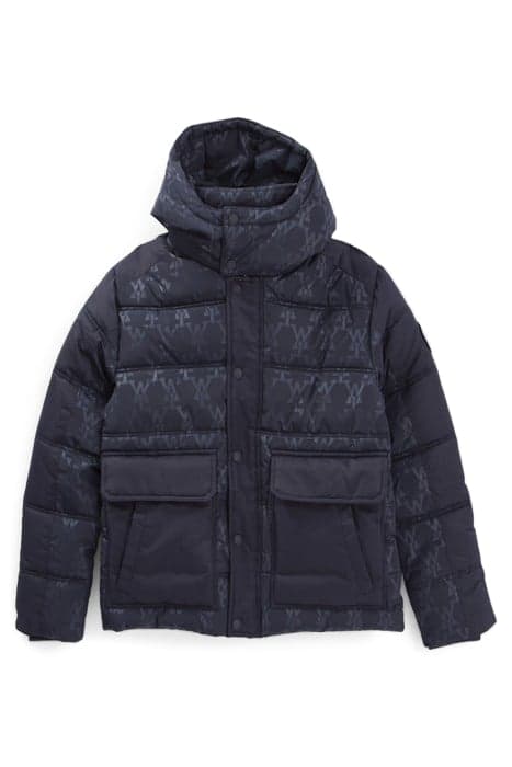 BOYS’ NAVY MIXED-FABRIC PADDED JACKET WITH WAY MONOGRAM by IKKS