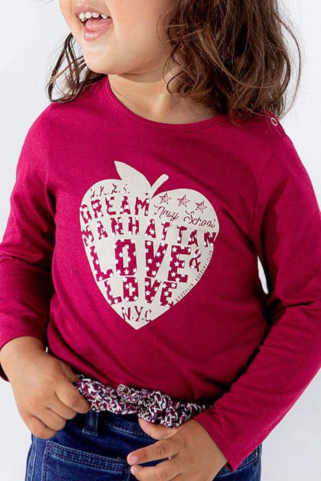 BABY GIRLS’ BURGUNDY HEART-APPLE ORGANIC COTTON T-SHIRT by IKKS