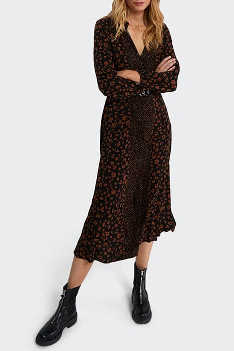 BLACK LEOPARD PRINT LONG DRESS by ICODE