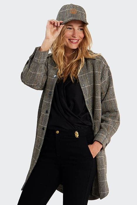 CHESTNUT CHECK OVERSHIRT-STYLE COAT by ICODE