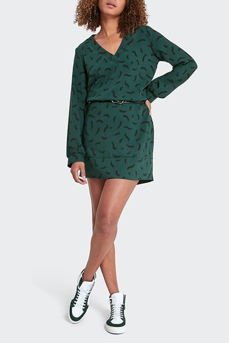 IMPERIAL GREEN DRESS WITH WAVE PRINT by ICODE