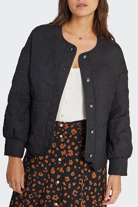 BLACK QUILTED PLANT FABRIC JACKET by ICODE