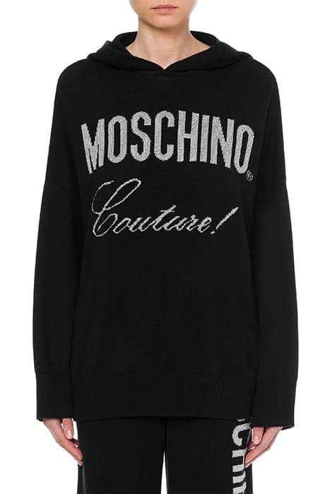 WOOL SWEATER WITH HOOD BLACK by Moschino