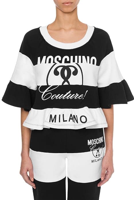 BLACK & WHITE FLEECE TOP WHITE by Moschino