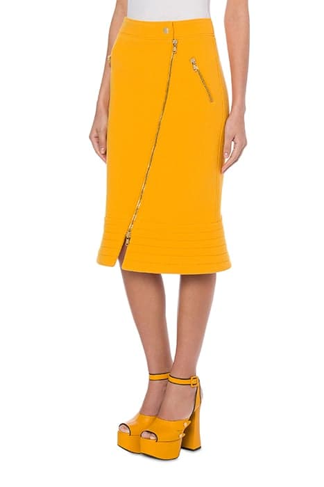 COUTURE BIKER WOOL CREPE SKIRT YELLOW by Moschino