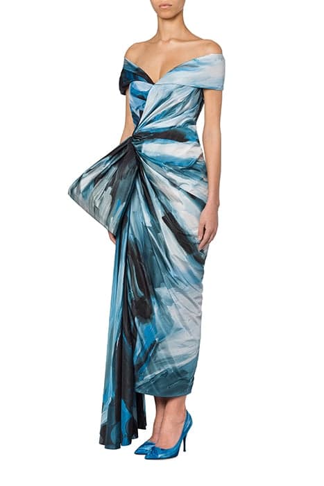 PAINTING TAFFETA DRESS BLUE by Moschino