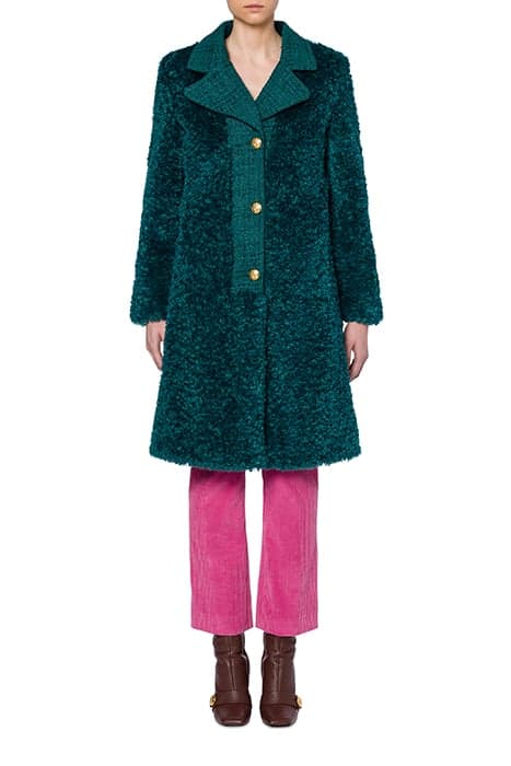 COAT IN SOFT FABRIC AND MATTING GREEN by Moschino