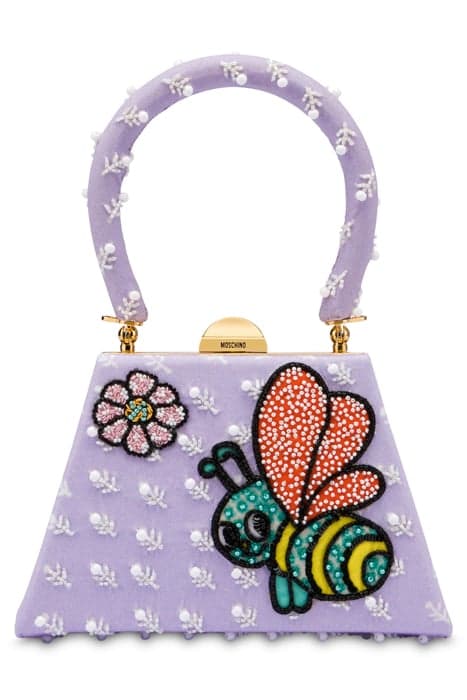 TRAPEZE BAG BEE EMBROIDERY PURPLE by Moschino