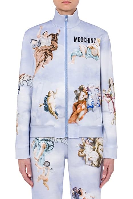 FRESCO PRINT COTTON SWEATSHIRT BLUE by Moschino