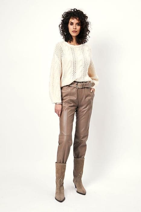 KUNO LEATHER JOGGER PANTS PURE TAUPE by Dante6